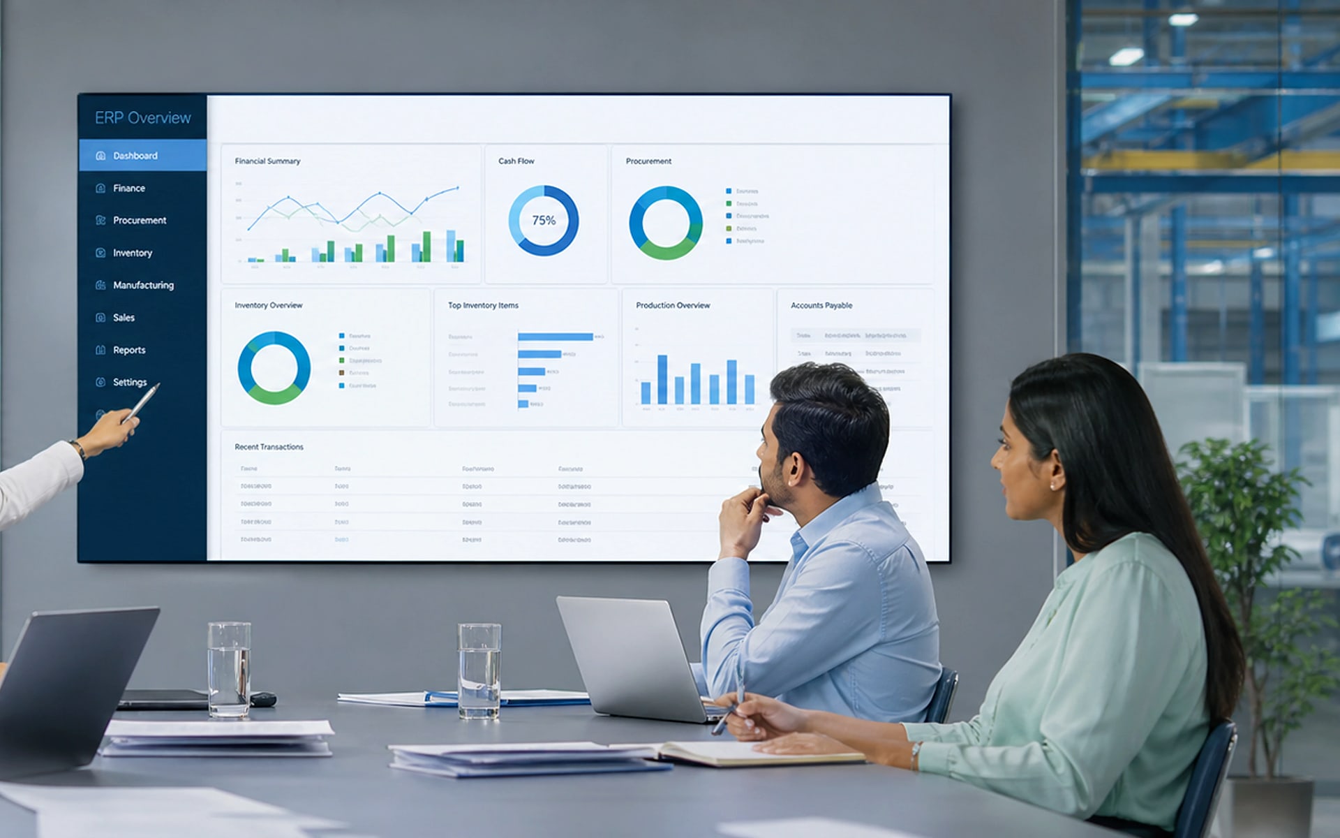Enterprise business software and ERP dashboard environment