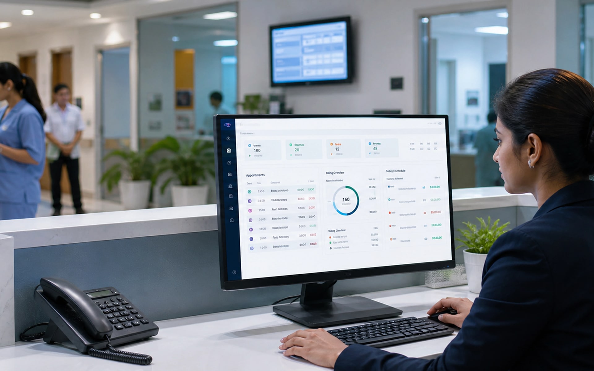 Hospital administration and medical staff using patient and operations dashboards