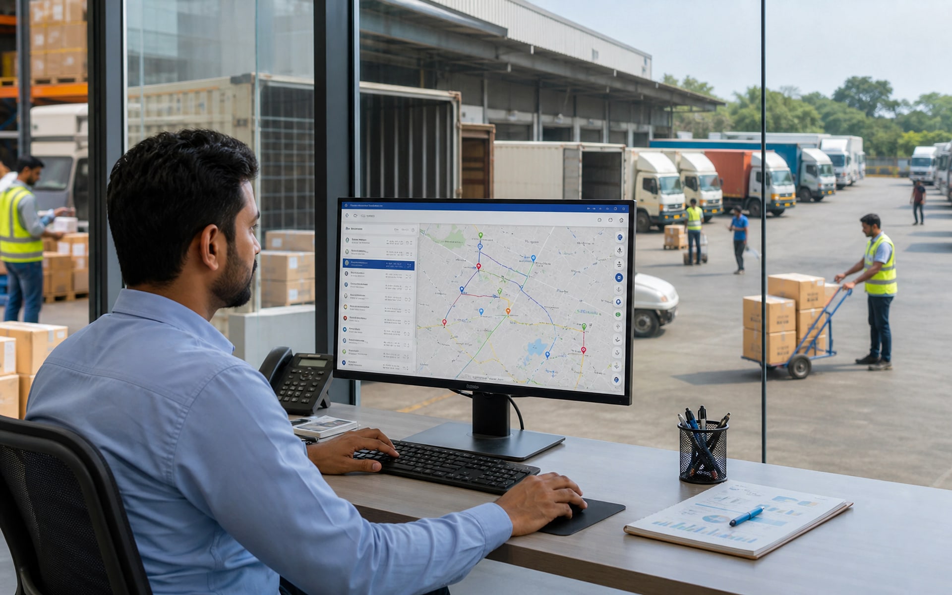Logistics software tracking orders, routes, and deliveries
