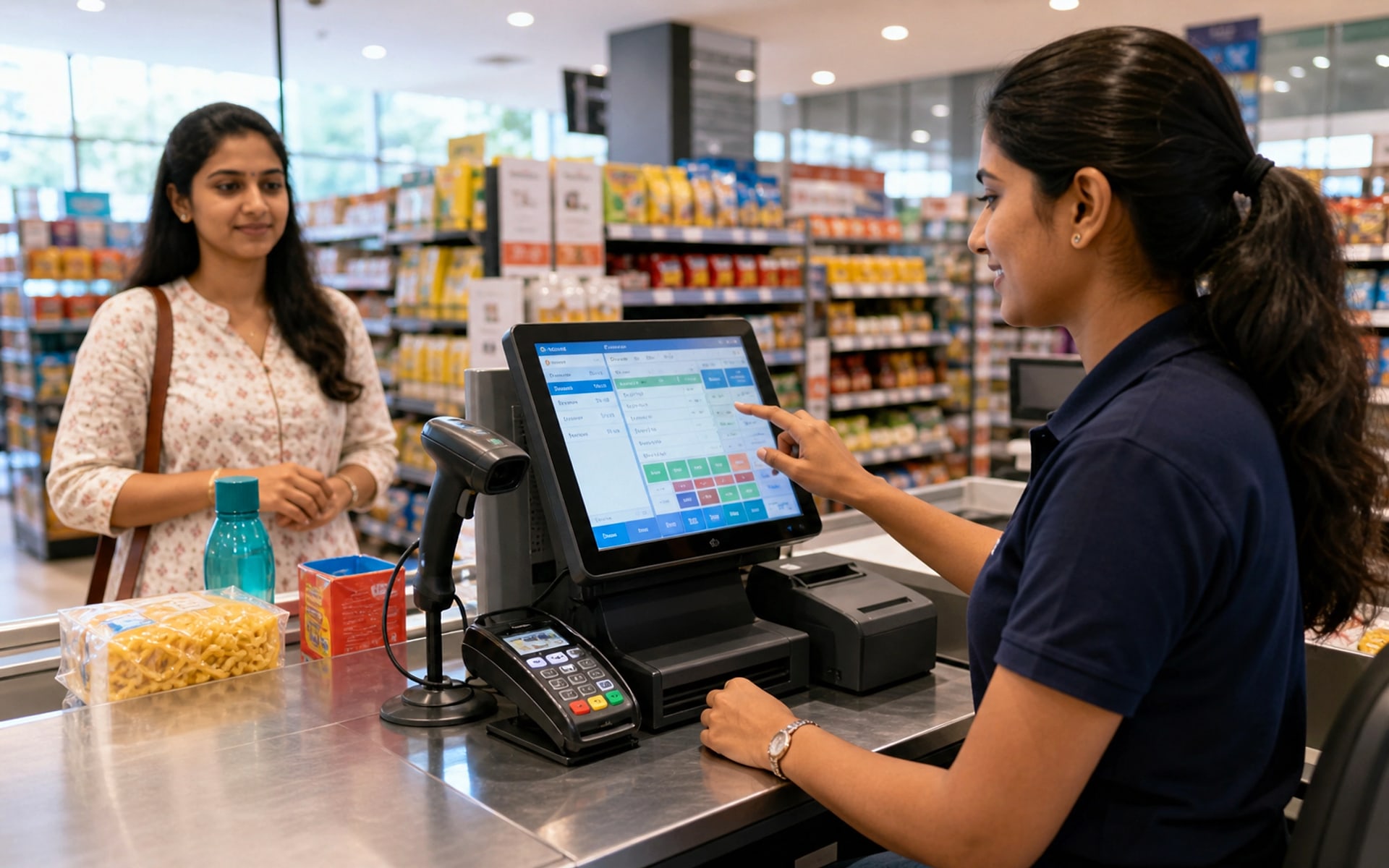 Polished retail POS screen and checkout counter database