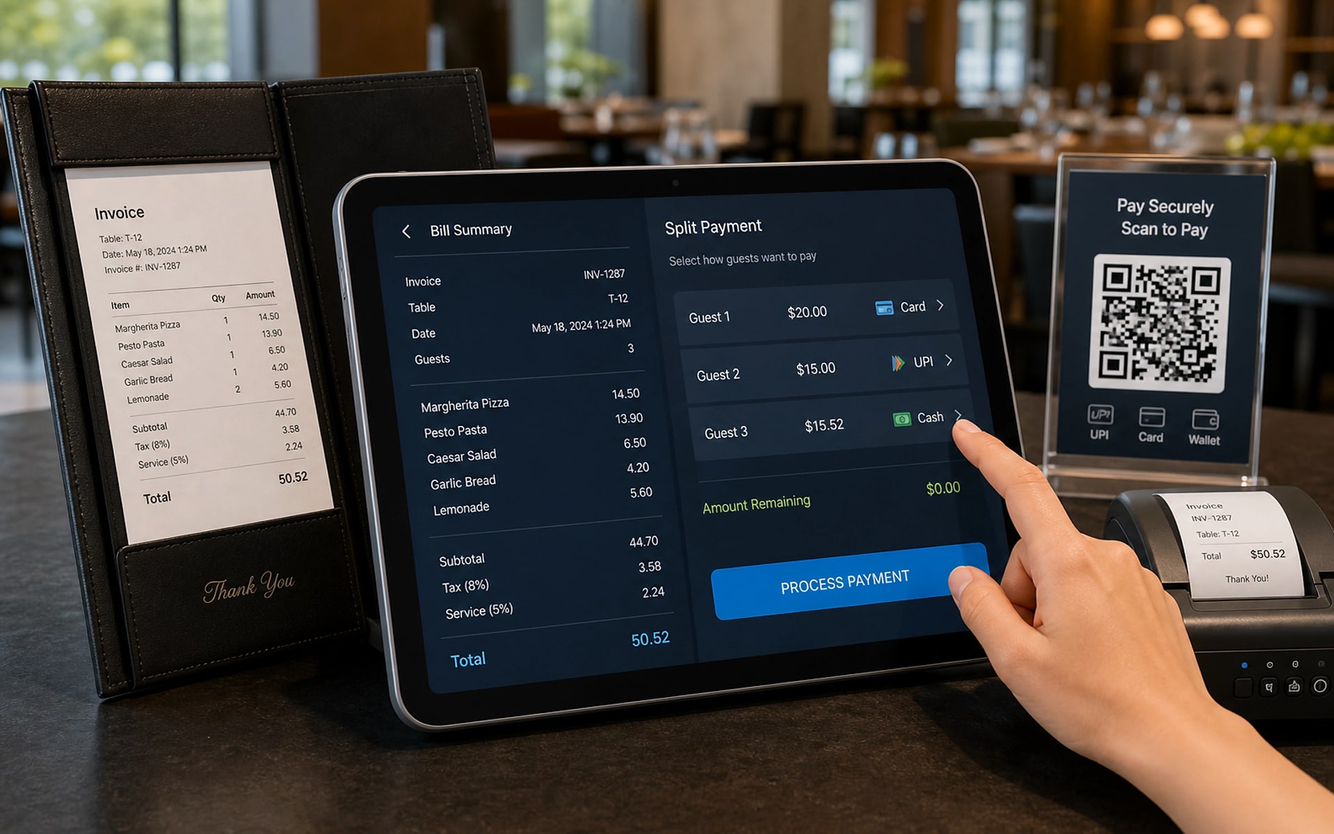 Restaurant billing product photo
